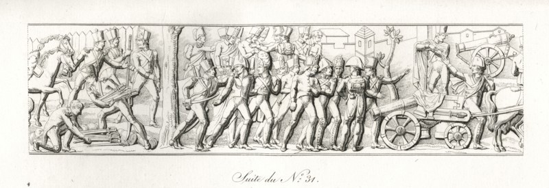 Colonne Vendôme : Le 20 octobre 1805, 1500 officiers et 40000 hommes sortent d'Ulm, posent les armes et se rendent en France.