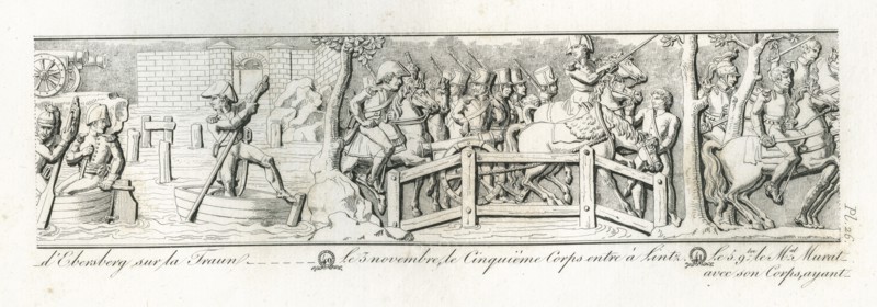 Colonne Vendôme : Le 2 novembre 1805, prise de l'Ebersberg sur la Traun. Le 3 novembre, le 5e corps entre à Lintz.