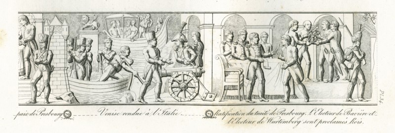 Colonne Vendôme : le 26 décembre 1805, paix de Presbourg. Venise rendue à l'Italie. Ratification du traité de Presbourg.