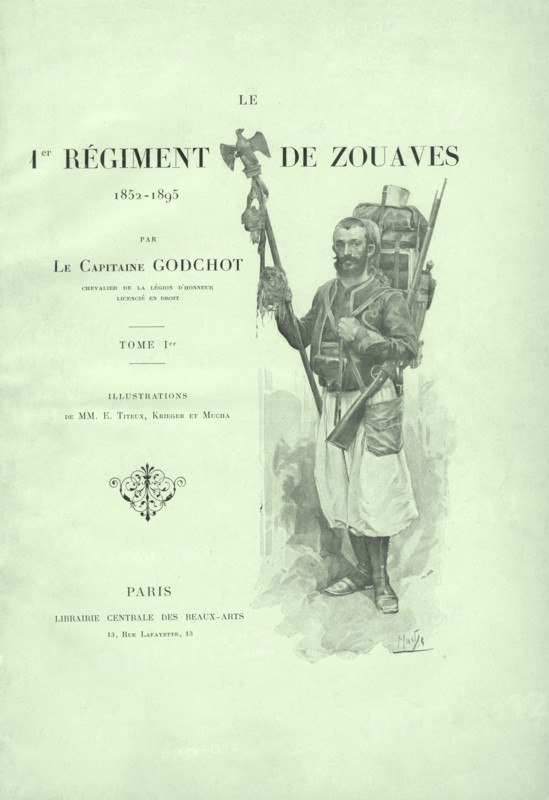 Page de garde du "1er Régiment de Zouaves", tome 1