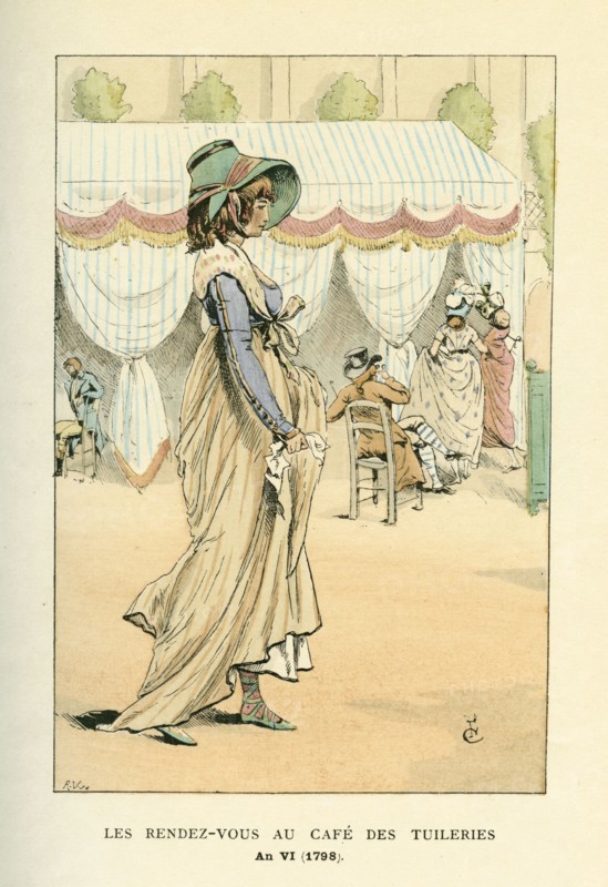Les rendez-vous au café des Tuileries (People meeting at the café des Tuileries), 1798