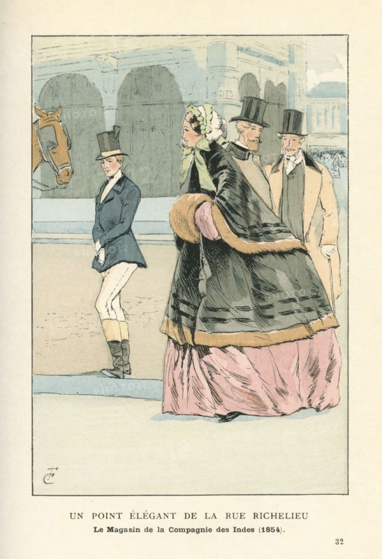 Un point élégant de la rue Richelieu, la magasin de la compagnie des Indes, 1854