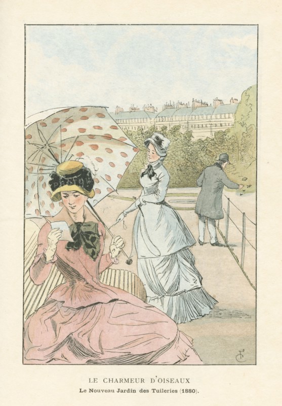 Le charmeur d'oiseaux, le nouveau jardin des Tuileries, 1880