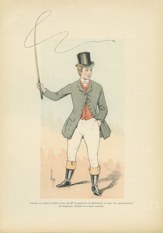 Costume de Cocher de fiacre porté par la princesse de Metternich, en l'une des représentations de Compiègne