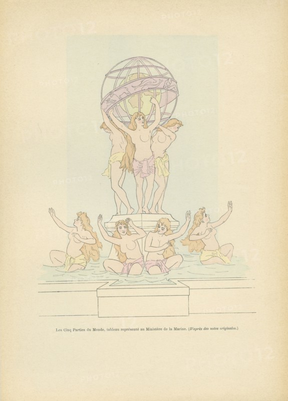 Les Cinq Parties du Monde, tableau vivant représenté au Ministère de la Marine sous le Second Empire