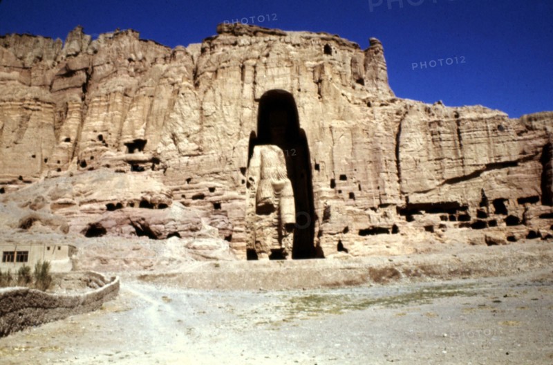 Cave dwelling cliff at Bamyian (Afghanistan)