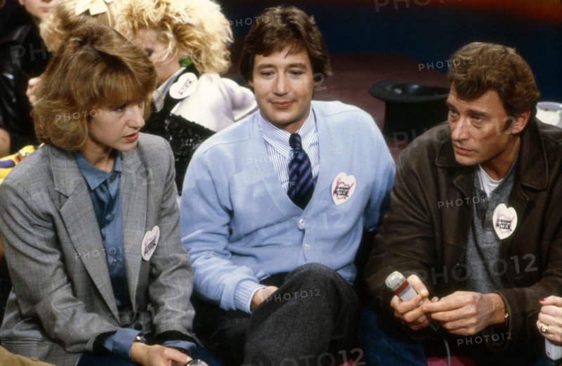 Nathalie Baye, Patrick Sabatier, Johnny Hallyday, 1986
