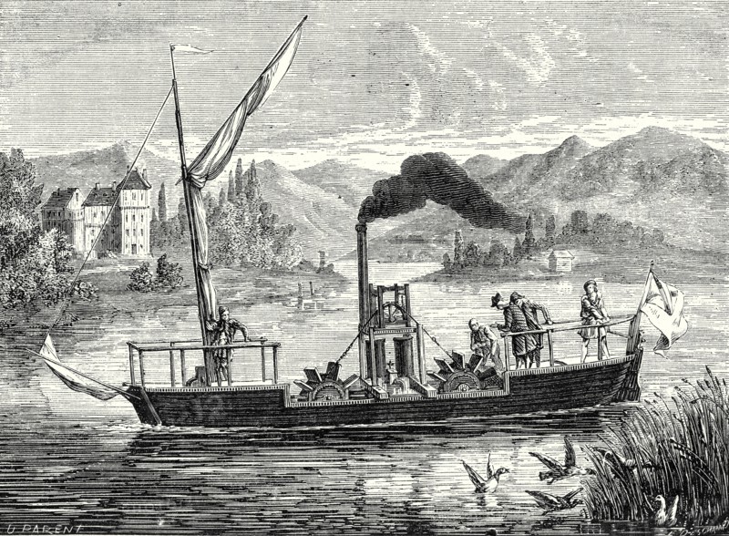 Experiment of Miller, Taylor and Symington made in 1789 on the pond of the land of Dalswinton