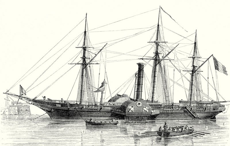 The 'Sphinx', the first steam warship from the French navy, built in 1830