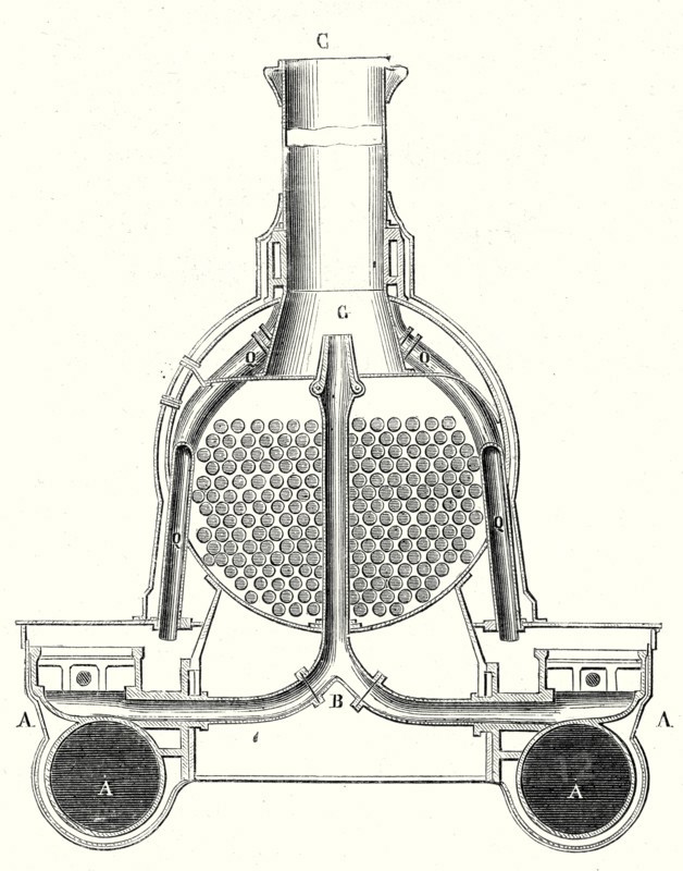 The front of a locomotive or the smokebox