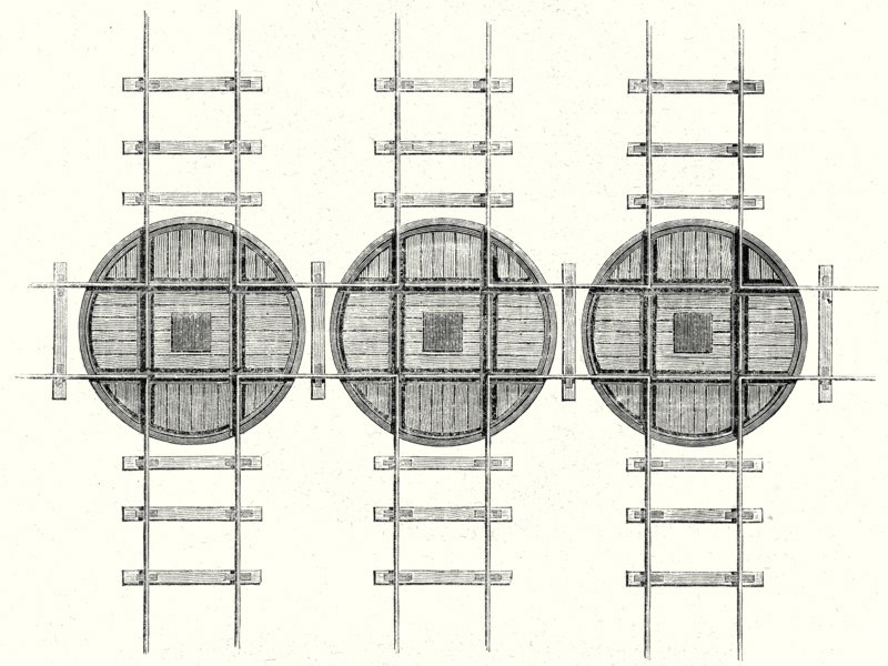 Rectangular railway turning plates