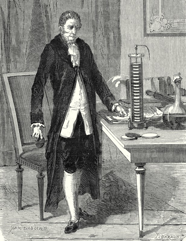 Volta builds the electric motor or electric battery in December 1799