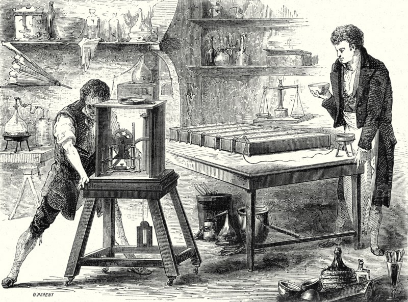 Davy decomposes alkali with the battery of Volta (1807)