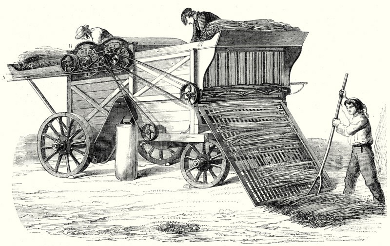Machine to beat grain sheaves