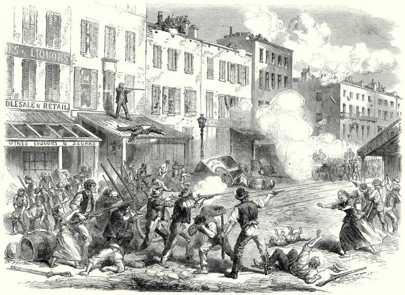 The Riots In New York: Conflict Between The Military And The Rioters In First-Avenue; 15 August, 1863