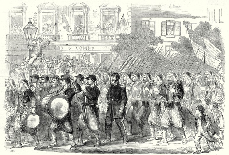 The Civil War In America: The 5th Regiment of New York Zouaves Passing Through Broadway On Their Way To Embark For The War Down South, 22 June, 1861