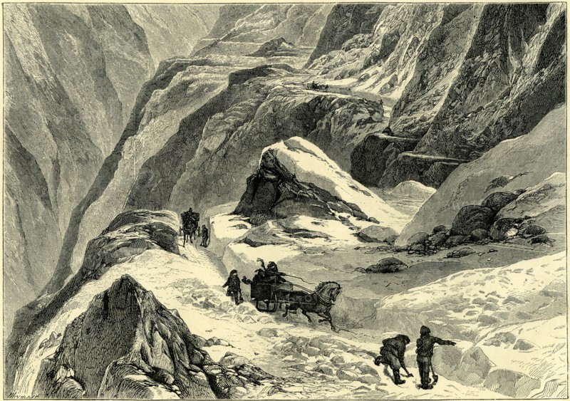 CROSSING AN ALPINE PASS IN WINTER, Switzerland