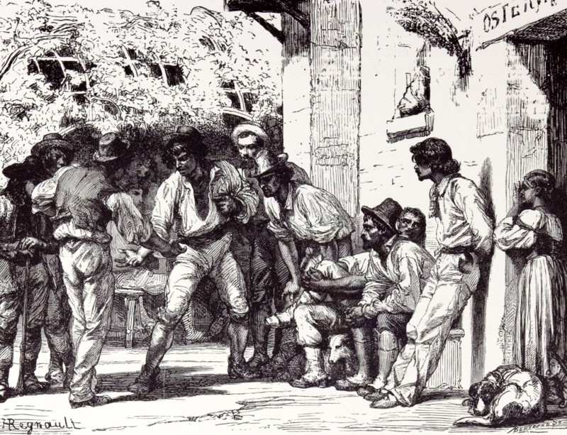 Rome Italy 1875, ROMANS PLAYING AT MORA