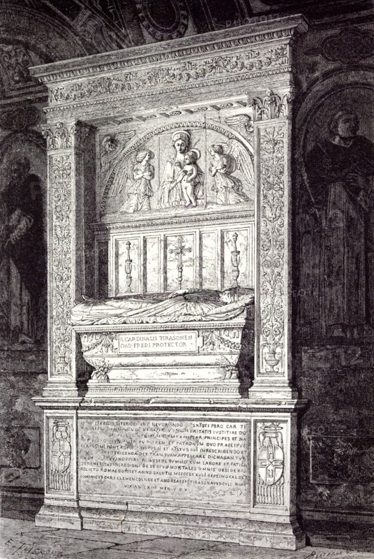 Rome Italy 1875, TOMB  OF CARDINAL FERRICI,  AT THE MINERVA