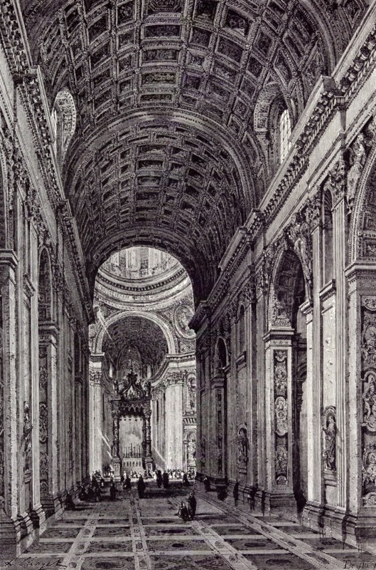 Rome Italy 1875, Nave of St Peter's