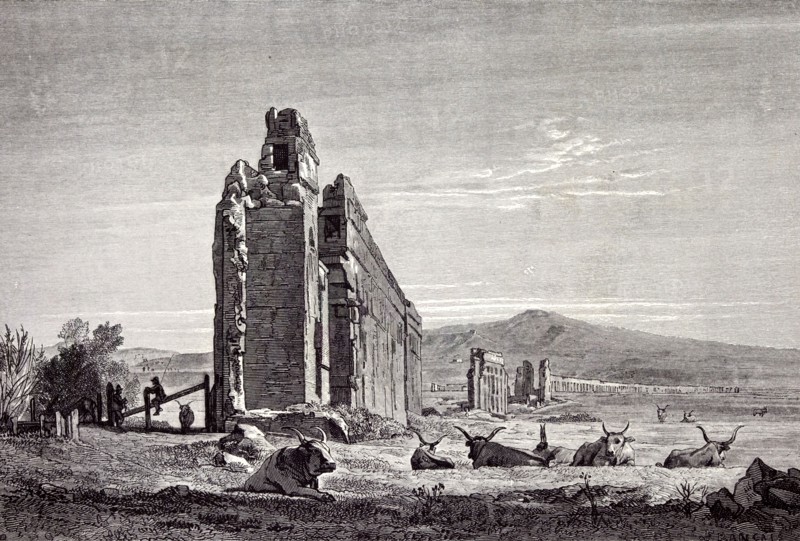 Rome Italy 1875, Ruins of Aqueducts of Claudius, near the road to Albano