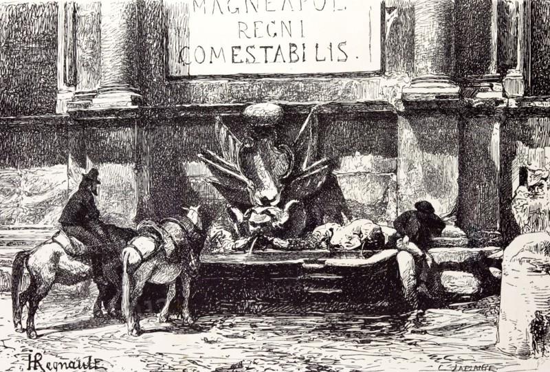 Rome Italy 1875, Fountain at the Villa of Pope Julius III