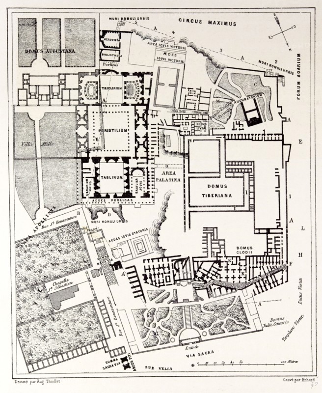 Rome Italy 1875, PLAN OF THE EXCAVATIONS ON THE PALATINE