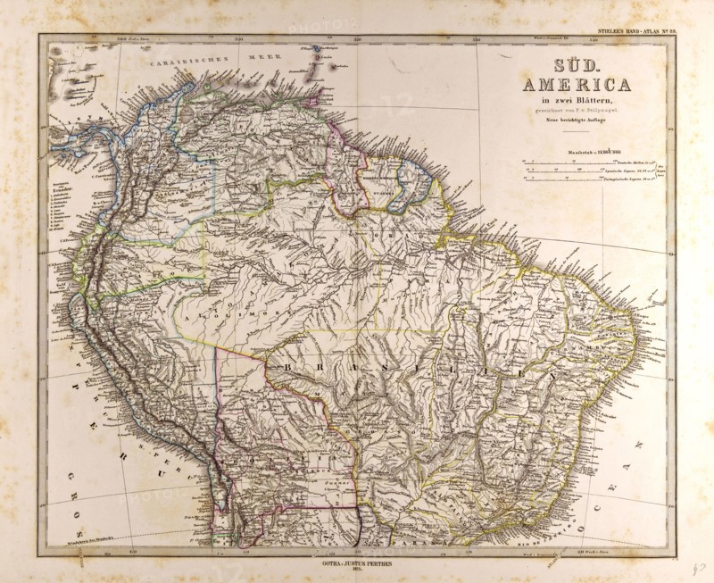 Gotha, Justus Perthes, 1872, Atlas. Perthes, Johan Georg Justus 1749 Ã¢â‚¬â€ú 1816, German publisher, was born in Rudolstadt in 1749. In 1785 he founded at Gotha the business which bears his name, Justus Perthes. In this he was joined in 1814 by his son Wilhelm, 1793 Ã¢â‚¬â€ú 1853. He laid the foundation of the Geographical Branch of the business, for which it is chiefly famous, by publishing the and-Atlas (1817-1823) of Adolf Stieler (1775-1836). Wilhelm Perthes engaged the collaboration of the most eminent German geographers of the time, including Heinrich  Berghaus, Christian Gottlieb Reichard, Karl Spruler and Emil von Sydow. The business passed to his son Bernard Wilhelm Perthes (1821-1857). In 1863 the firm first issued the Almanach de Gotha, a statistical, Historical and genealogical Annual (in French) of the various countries of the world.