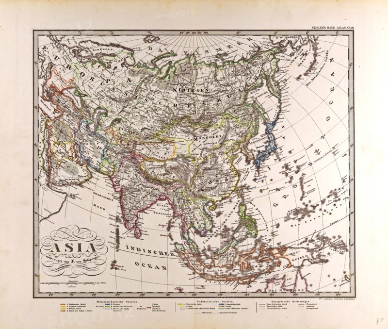 Asia Map Gotha, Justus Perthes, 1872, Atlas. Perthes, Johan Georg Justus 1749 Ã¢â‚¬â€ú 1816, German publisher, was born in Rudolstadt in 1749. In 1785 he founded at Gotha the business which bears his name, Justus Perthes. In this he was joined in 1814 by his son Wilhelm, 1793 Ã¢â‚¬â€ú 1853. He laid the foundation of the Geographical Branch of the business, for which it is chiefly famous, by publishing the and-Atlas (1817-1823) of Adolf Stieler (1775-1836). Wilhelm Perthes engaged the collaboration of the most eminent German geographers of the time, including Heinrich  Berghaus, Christian Gottlieb Reichard, Karl Spruler and Emil von Sydow. The business passed to his son Bernard Wilhelm Perthes (1821-1857). In 1863 the firm first issued the Almanach de Gotha, a statistical, Historical and genealogical Annual (in French) of the various countries of the world.