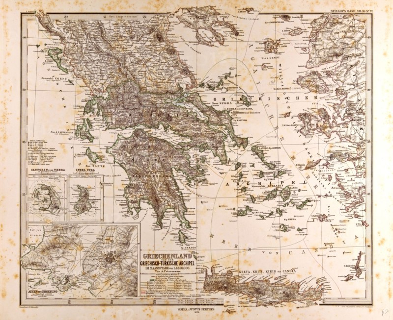Greece Map 1873 Gotha, Justus Perthes, 1872, Atlas. Perthes, Johan Georg Justus 1749 Ã¢â‚¬â€ú 1816, German publisher, was born in Rudolstadt in 1749. In 1785 he founded at Gotha the business which bears his name, Justus Perthes. In this he was joined in 1814 by his son Wilhelm, 1793 Ã¢â‚¬â€ú 1853. He laid the foundation of the Geographical Branch of the business, for which it is chiefly famous, by publishing the and-Atlas (1817-1823) of Adolf Stieler (1775-1836). Wilhelm Perthes engaged the collaboration of the most eminent German geographers of the time, including Heinrich  Berghaus, Christian Gottlieb Reichard, Karl Spruler and Emil von Sydow. The business passed to his son Bernard Wilhelm Perthes (1821-1857). In 1863 the firm first issued the Almanach de Gotha, a statistical, Historical and genealogical Annual (in French) of the various countries of the world.