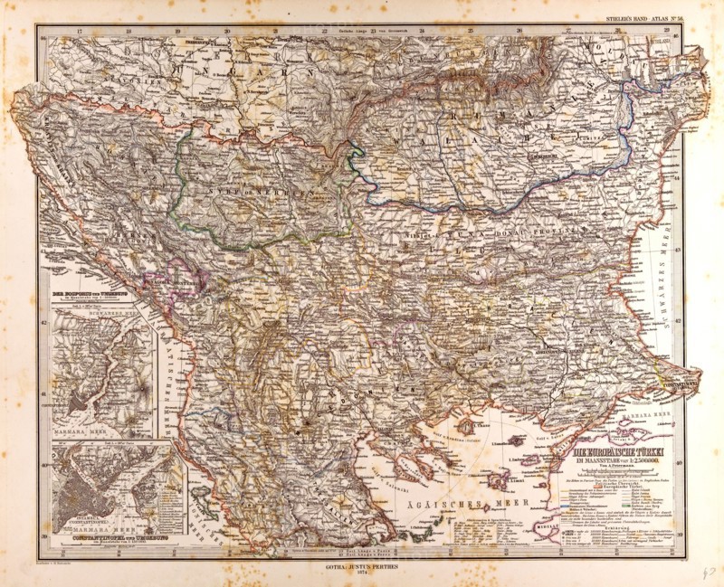 Europe Map 1872 Gotha, Justus Perthes, 1872, Atlas. Perthes, Johan Georg Justus 1749 Ã¢â‚¬â€ú 1816, German publisher, was born in Rudolstadt in 1749. In 1785 he founded at Gotha the business which bears his name, Justus Perthes. In this he was joined in 1814 by his son Wilhelm, 1793 Ã¢â‚¬â€ú 1853. He laid the foundation of the Geographical Branch of the business, for which it is chiefly famous, by publishing the and-Atlas (1817-1823) of Adolf Stieler (1775-1836). Wilhelm Perthes engaged the collaboration of the most eminent German geographers of the time, including Heinrich  Berghaus, Christian Gottlieb Reichard, Karl Spruler and Emil von Sydow. The business passed to his son Bernard Wilhelm Perthes (1821-1857). In 1863 the firm first issued the Almanach de Gotha, a statistical, Historical and genealogical Annual (in French) of the various countries of the world.