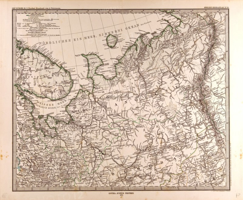 Eastern Europe Russia map 1873 Gotha, Justus Perthes, 1872, Atlas. Perthes, Johan Georg Justus 1749 Ã¢â‚¬â€ú 1816, German publisher, was born in Rudolstadt in 1749. In 1785 he founded at Gotha the business which bears his name, Justus Perthes. In this he was joined in 1814 by his son Wilhelm, 1793 Ã¢â‚¬â€ú 1853. He laid the foundation of the Geographical Branch of the business, for which it is chiefly famous, by publishing the and-Atlas (1817-1823) of Adolf Stieler (1775-1836). Wilhelm Perthes engaged the collaboration of the most eminent German geographers of the time, including Heinrich  Berghaus, Christian Gottlieb Reichard, Karl Spruler and Emil von Sydow. The business passed to his son Bernard Wilhelm Perthes (1821-1857). In 1863 the firm first issued the Almanach de Gotha, a statistical, Historical and genealogical Annual (in French) of the various countries of the world.