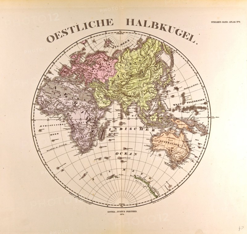 Eastern Hemisphere  Gotha, Justus Perthes, 1872, Atlas. Perthes, Johan Georg Justus 1749 Ã¢â‚¬â€ú 1816, German publisher, was born in Rudolstadt in 1749. In 1785 he founded at Gotha the business which bears his name, Justus Perthes. In this he was joined in 1814 by his son Wilhelm, 1793 Ã¢â‚¬â€ú 1853. He laid the foundation of the Geographical Branch of the business, for which it is chiefly famous, by publishing the and-Atlas (1817-1823) of Adolf Stieler (1775-1836). Wilhelm Perthes engaged the collaboration of the most eminent German geographers of the time, including Heinrich  Berghaus, Christian Gottlieb Reichard, Karl Spruler and Emil von Sydow. The business passed to his son Bernard Wilhelm Perthes (1821-1857). In 1863 the firm first issued the Almanach de Gotha, a statistical, Historical and genealogical Annual (in French) of the various countries of the world.