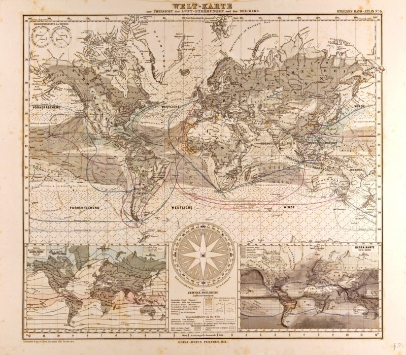 World Map Gotha, Justus Perthes, 1872, Atlas. Perthes, Johan Georg Justus 1749 Ã¢â‚¬â€ú 1816, German publisher, was born in Rudolstadt in 1749. In 1785 he founded at Gotha the business which bears his name, Justus Perthes. In this he was joined in 1814 by his son Wilhelm, 1793 Ã¢â‚¬â€ú 1853. He laid the foundation of the Geographical Branch of the business, for which it is chiefly famous, by publishing the and-Atlas (1817-1823) of Adolf Stieler (1775-1836). Wilhelm Perthes engaged the collaboration of the most eminent German geographers of the time, including Heinrich  Berghaus, Christian Gottlieb Reichard, Karl Spruler and Emil von Sydow. The business passed to his son Bernard Wilhelm Perthes (1821-1857). In 1863 the firm first issued the Almanach de Gotha, a statistical, Historical and genealogical Annual (in French) of the various countries of the world.