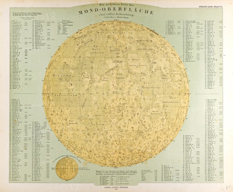 Moon Gotha, Justus Perthes, 1872, Atlas. Perthes, Johan Georg Justus 1749 Ã¢â‚¬â€ú 1816, German publisher, was born in Rudolstadt in 1749. In 1785 he founded at Gotha the business which bears his name, Justus Perthes. In this he was joined in 1814 by his son Wilhelm, 1793 Ã¢â‚¬â€ú 1853. He laid the foundation of the Geographical Branch of the business, for which it is chiefly famous, by publishing the and-Atlas (1817-1823) of Adolf Stieler (1775-1836). Wilhelm Perthes engaged the collaboration of the most eminent German geographers of the time, including Heinrich  Berghaus, Christian Gottlieb Reichard, Karl Spruler and Emil von Sydow. The business passed to his son Bernard Wilhelm Perthes (1821-1857). In 1863 the firm first issued the Almanach de Gotha, a statistical, Historical and genealogical Annual (in French) of the various countries of the world.