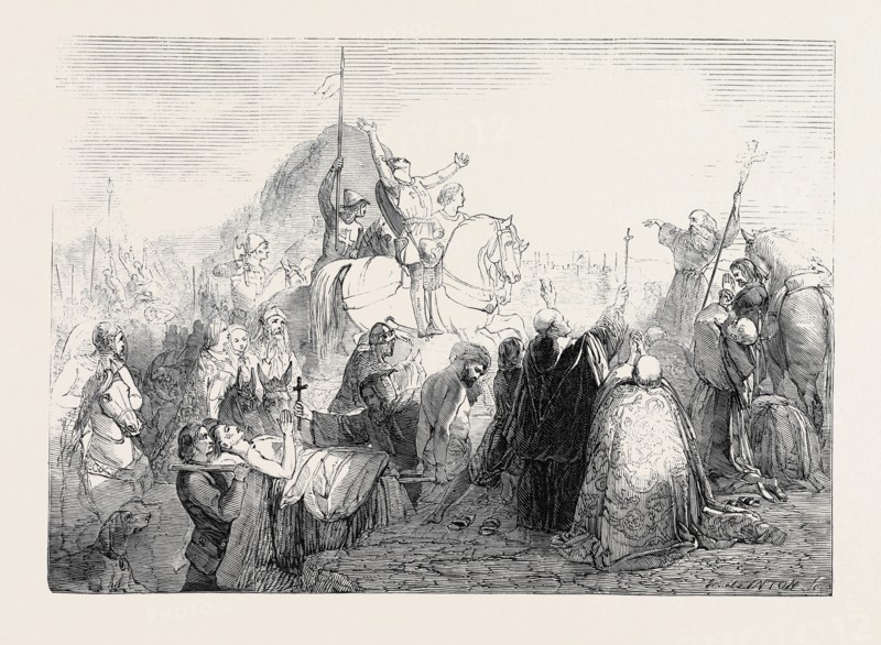 THE CRUSADER'S FIRST SIGHT OF JERUSALEM, BY H. WARREN