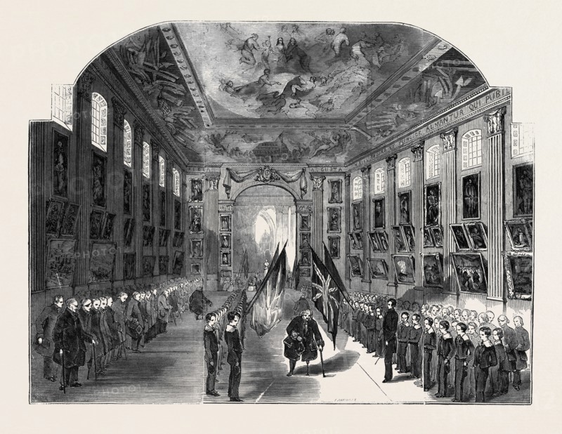 DISTRIBUTION OF THE "NELSON MEDALS," IN THE PAINTED HALL, GREENWICH HOSPITAL