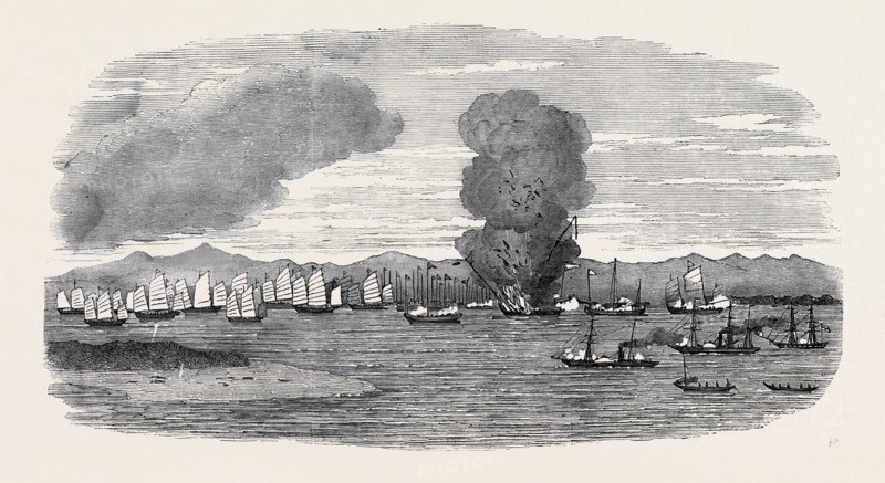 DESTRUCTION OF SHAP-'NG-TSAI'S PIRATICAL FLEET, BY THE BRITISH, IN THE GULF OF TONQUIN
