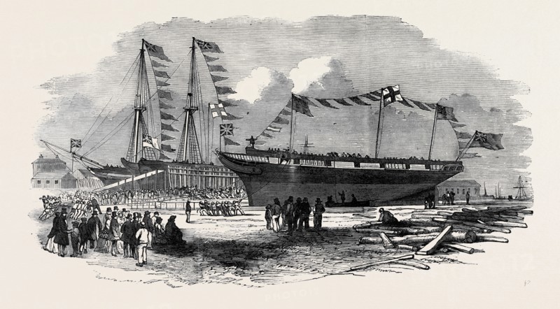 LAUNCH OF THE "EARL OF HARDWICKE," WHALING SHIP, AT COWES