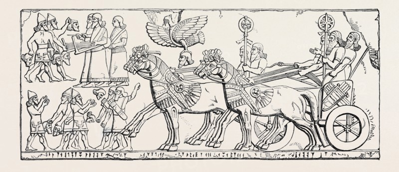 TRIUMPHANT RETURN OF THE KING TO HIS CAMP; NIMROUD SCULPTURES, JUST RECEIVED AT THE BRITISH MUSEUM