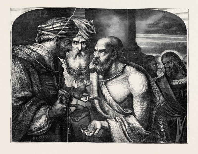 BRITISH INSTITUTION EXHIBITION, "THE COVENANT OF JUDAS" PAINTED BY J. FRANKLIN