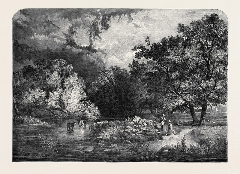 EXHIBITION OF THE NATIONAL INSTITUTION, "A WOODLAND RIVER" PAINTED BY S.R. PERCY