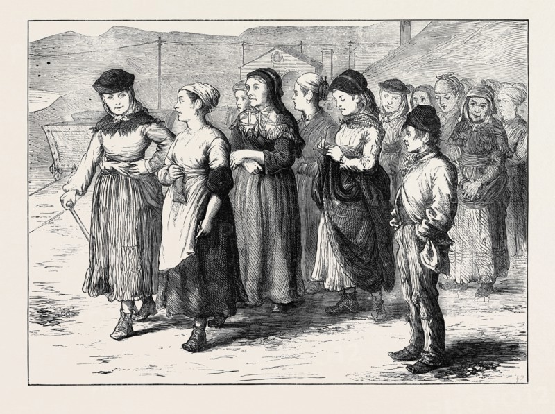 THE STRIKE IN SOUTH WALES: TIP GIRLS LEAVING THE DOWLAIS WORKS, 1873