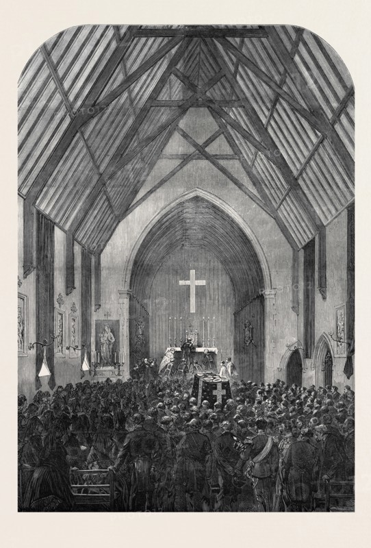 THE LATE EMPEROR NAPOLEON III: FUNERAL SERVICE IN ST. MARY'S CHAPEL, CHISELHURST, 1873