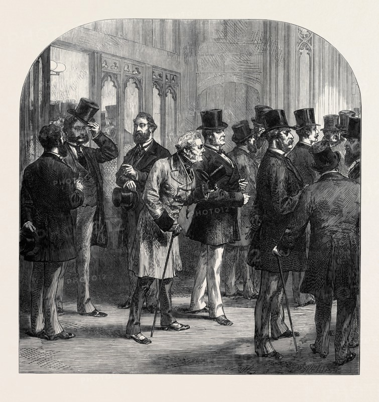 A DIVISION IN THE HOUSE OF COMMONS: MEMBERS PASSING THE TELLERS, 1873