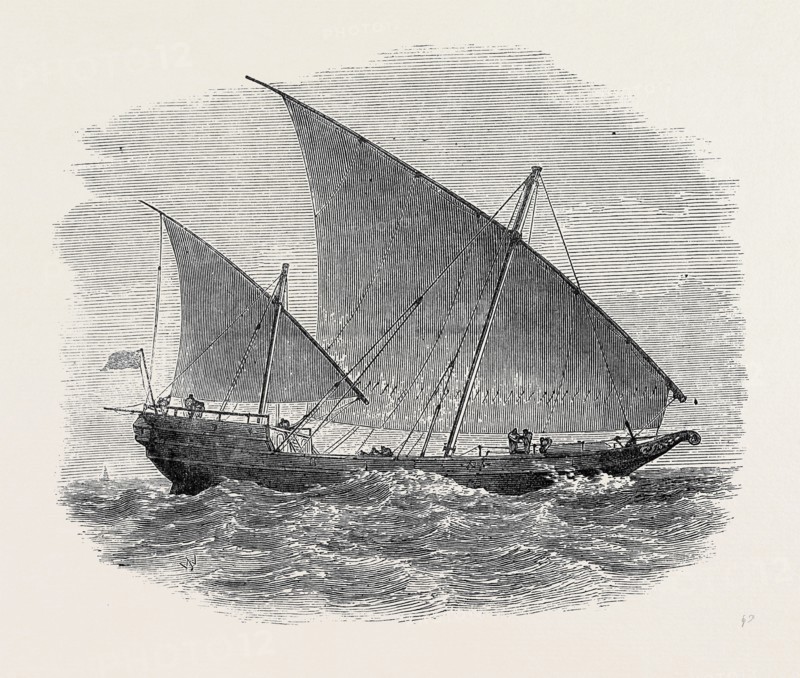 VESSELS USED IN THE ZANZIBAR SLAVE TRADE: BUGALA, OR DHOW, 1873