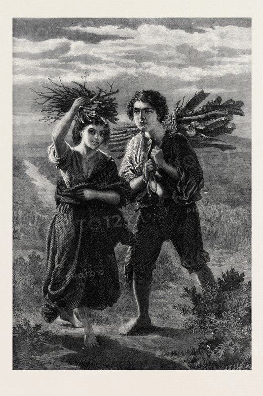 "GIPSY CHILDREN GATHERING WOOD," BY THE LATE ALFRED RANKLEY, 1873