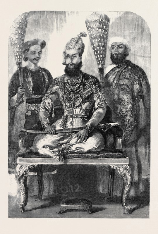 THE ELDEST SON OF THE KING OF DELHI, HIS TREASURER AND PHYSICIAN, FROM A PICTURE PAINTED, IN THE PALACE AT DELHI, BY MR. W. CARPENTER