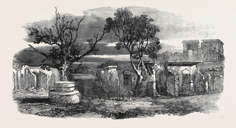 THE MUTINY IN INDIA: SKETCH AMONG THE REMAINS OF THE CANTONMENT BAZAAR DELHI