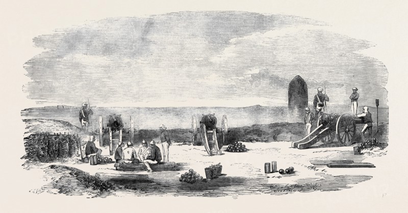 THE MUTINY IN INDIA: THE MOUND BATTERY, BEFORE DELHI.